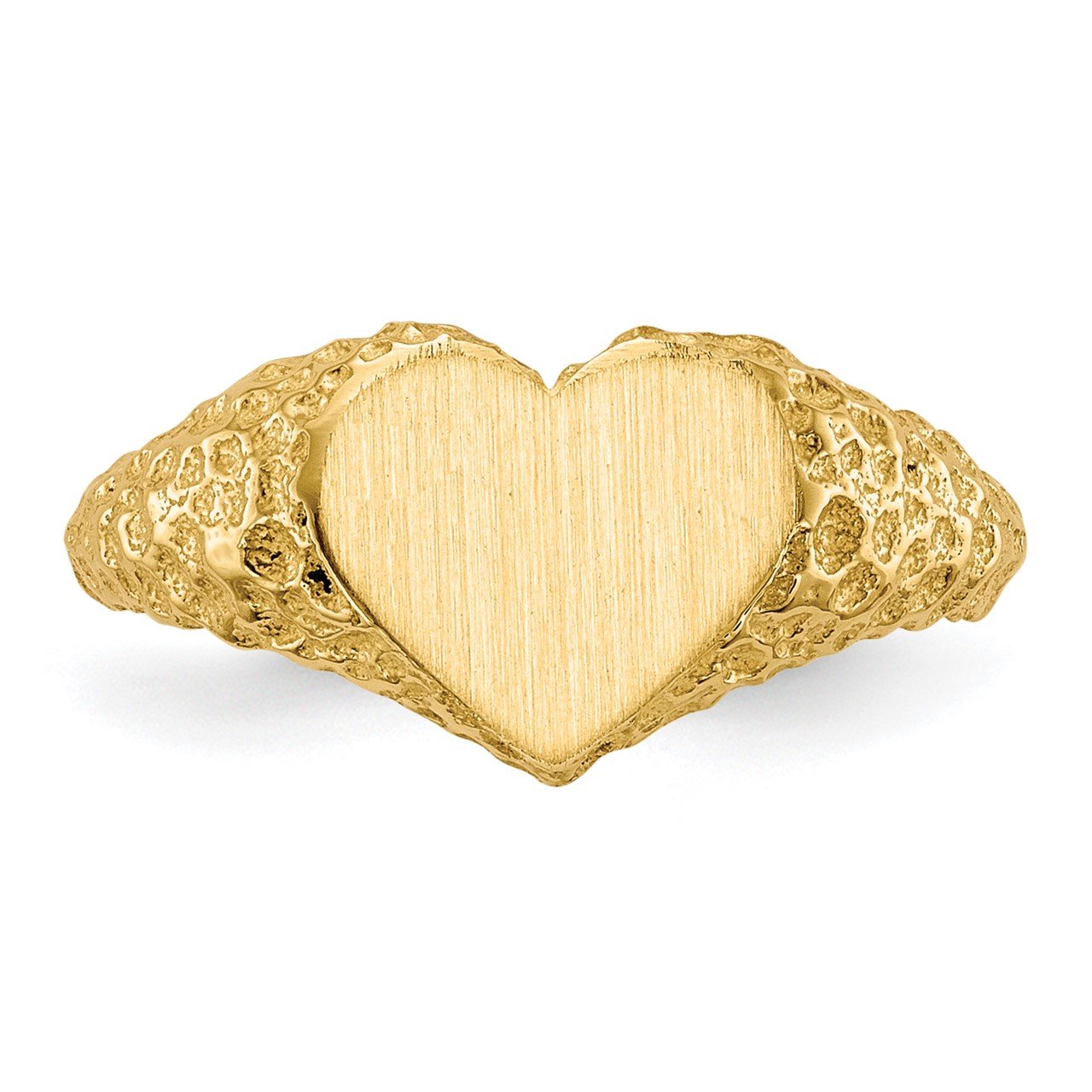 14k 7.5x8.0mm Open Back Heart Signet Ring-3
