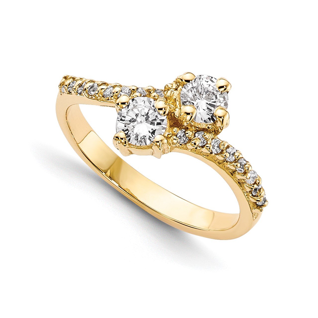 14KY VS Diamond 2-stone Ring Semi-Mount - 3.1 mm center stones-1