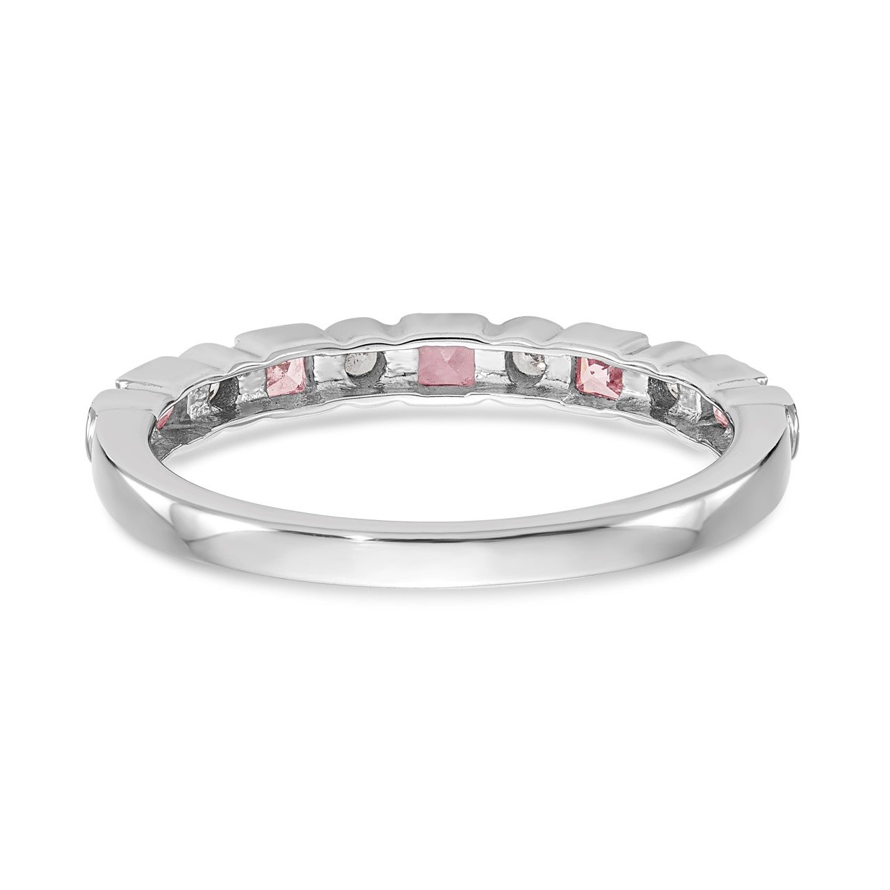 14k White Gold Diamond with Pink Sapphire Band-4