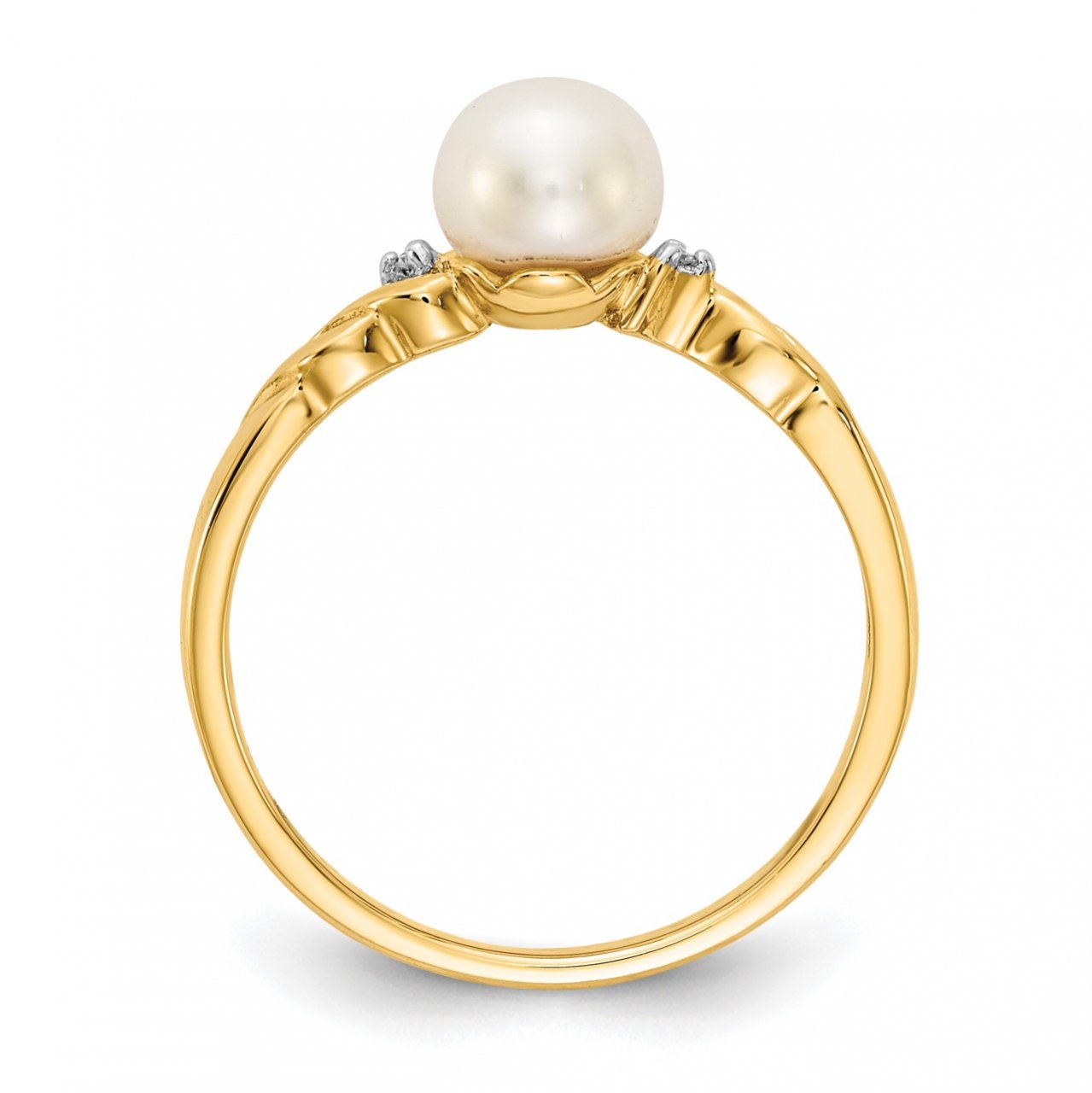 14k FW Cultured Pearl and Diamond Twist Ring-1