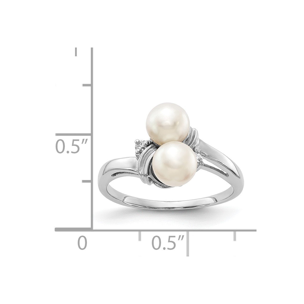 14k White Gold 5.5mm FW Cultured Pearl VS Diamond ring-2