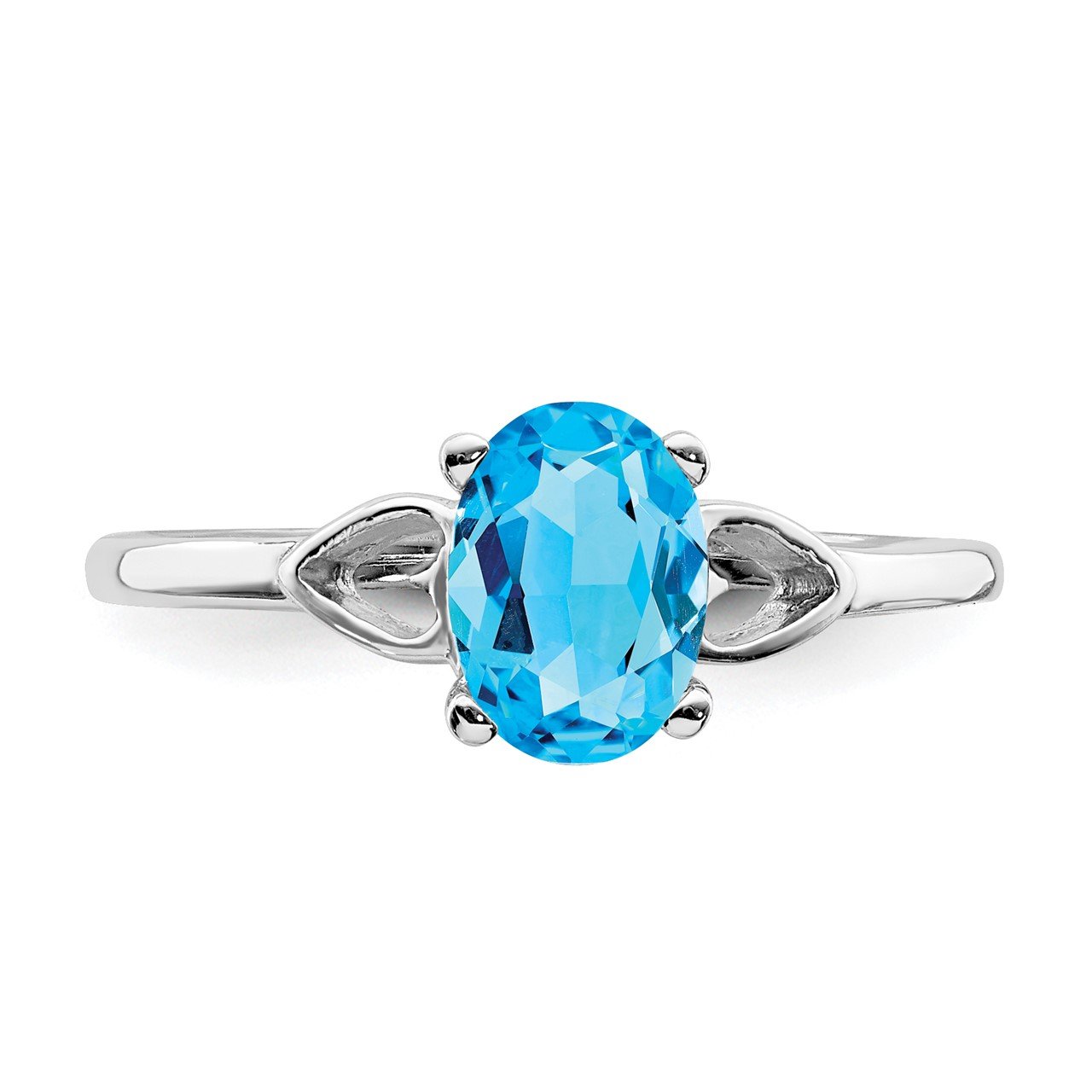 14k White Gold 7x5mm Oval Blue Topaz ring-4