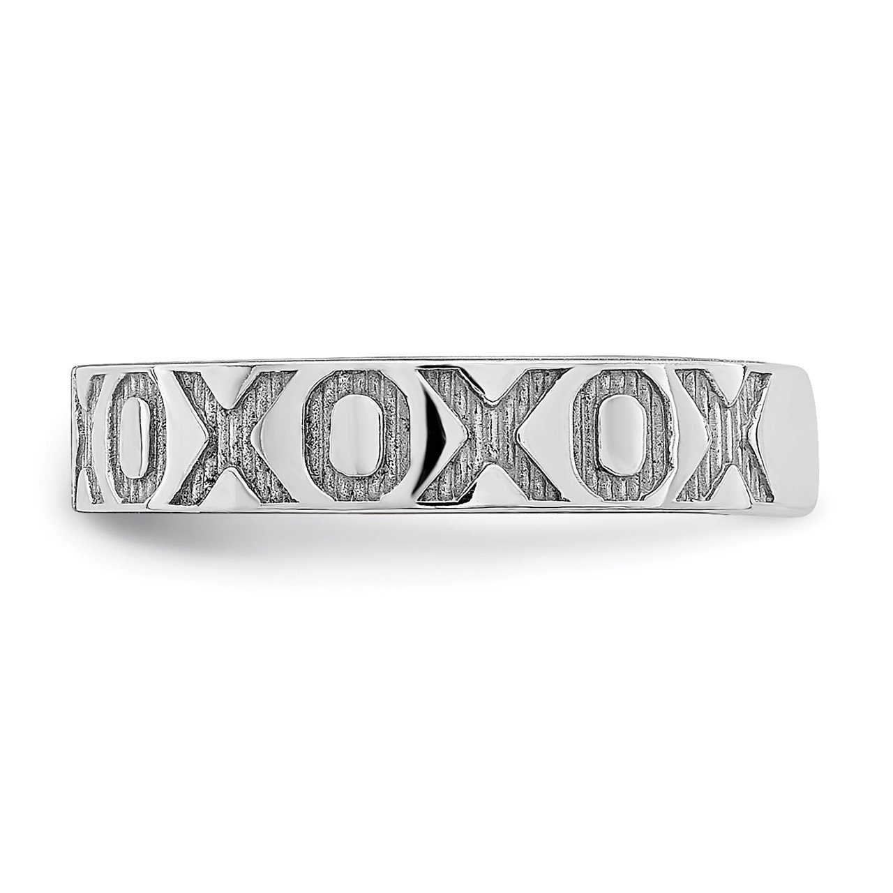 14K White Gold X and O Pattern Toe Ring-2