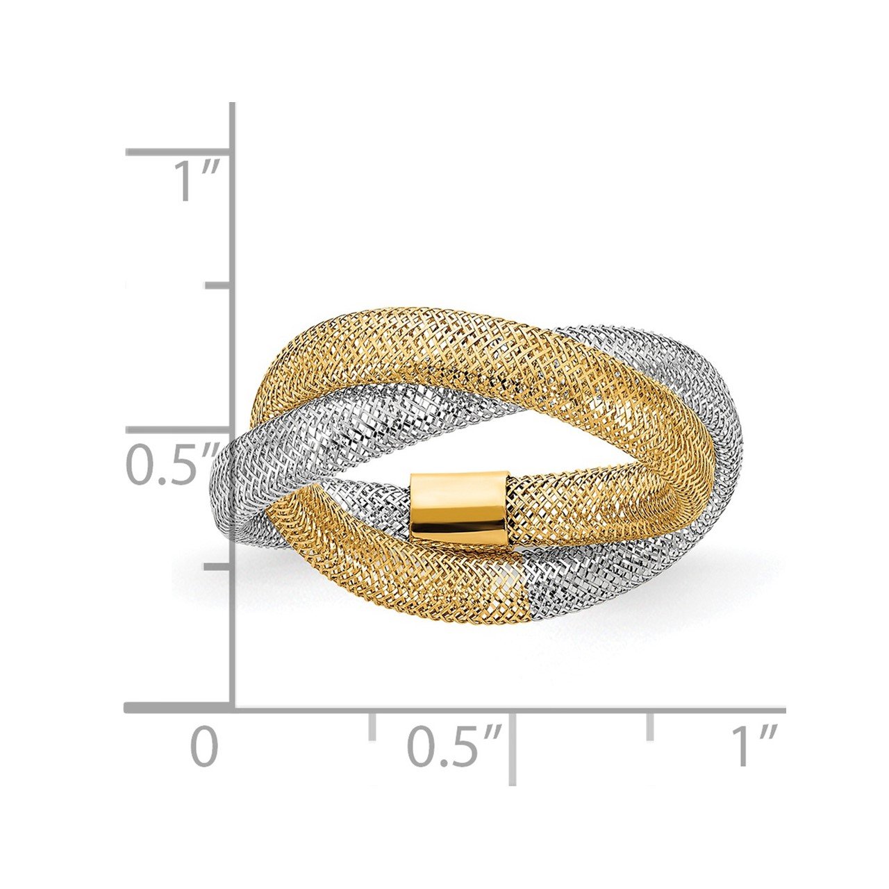 14K Two-tone Gold Woven Mesh Stretch Ring-1