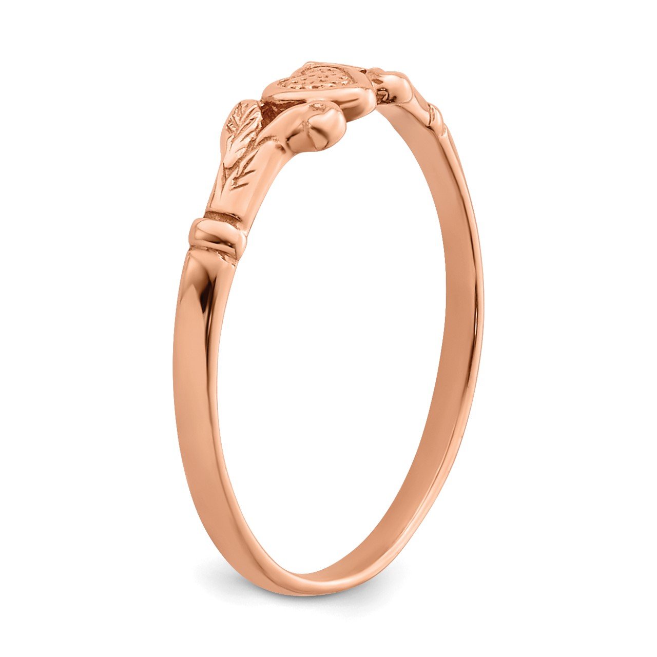14K Rose Gold Textured Mini Heart Baby Ring-6