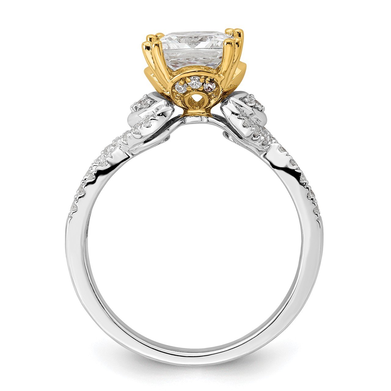 14k Two-tone Polish 1 1/2ct Princess Semi-Mount Engage Dia Ring-1