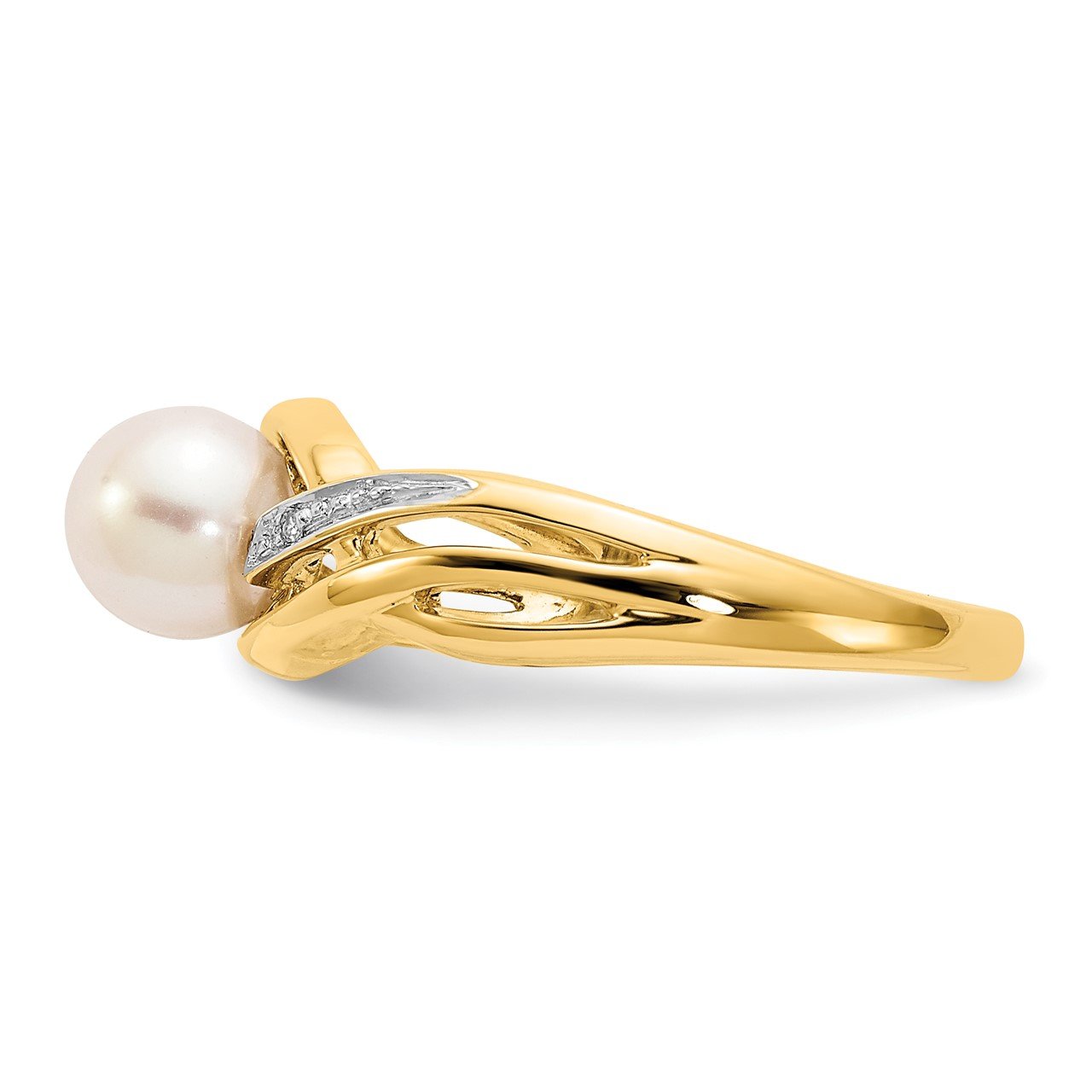 14k Diamond and FW Cultured Pearl Ring-3