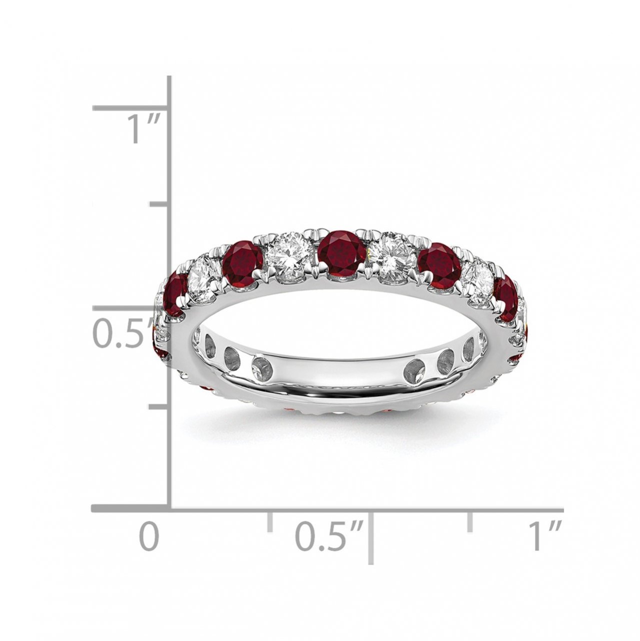 14kw Lab Grown Diamond SI1/SI2 G H I and Created Ruby Eternity Band-5