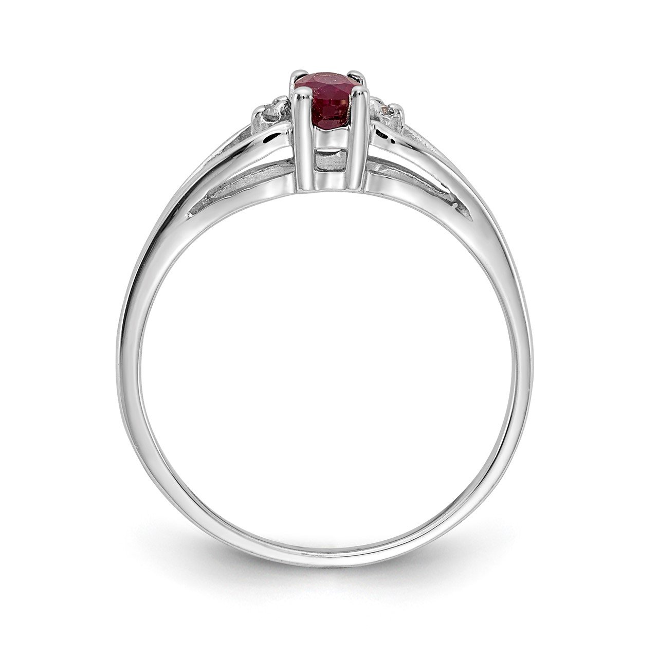 14k White Gold 5x3mm Oval Ruby and AA Diamond Ring-1