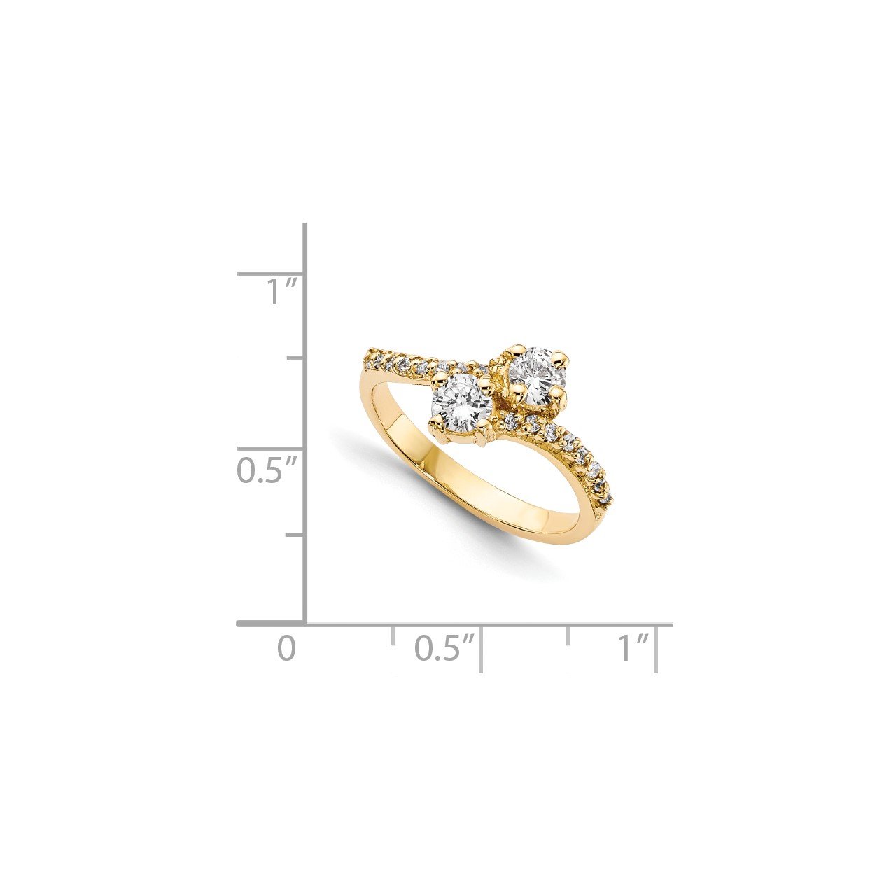 14KY AAA Diamond 2-stone Ring Semi-Mount - 3.5 mm center stones-7