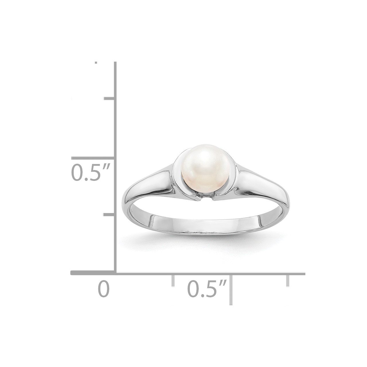 14k White Gold 5mm FW Cultured Pearl Ring-4