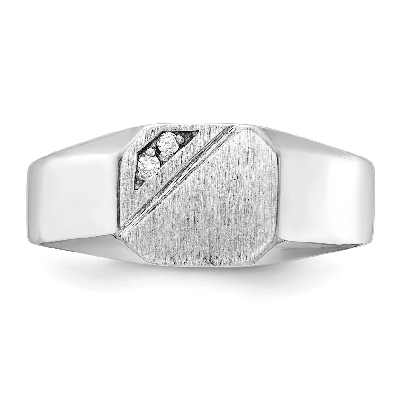 14k White Gold 9.0x10.0mm Open Back AA Diamond Signet Ring-3