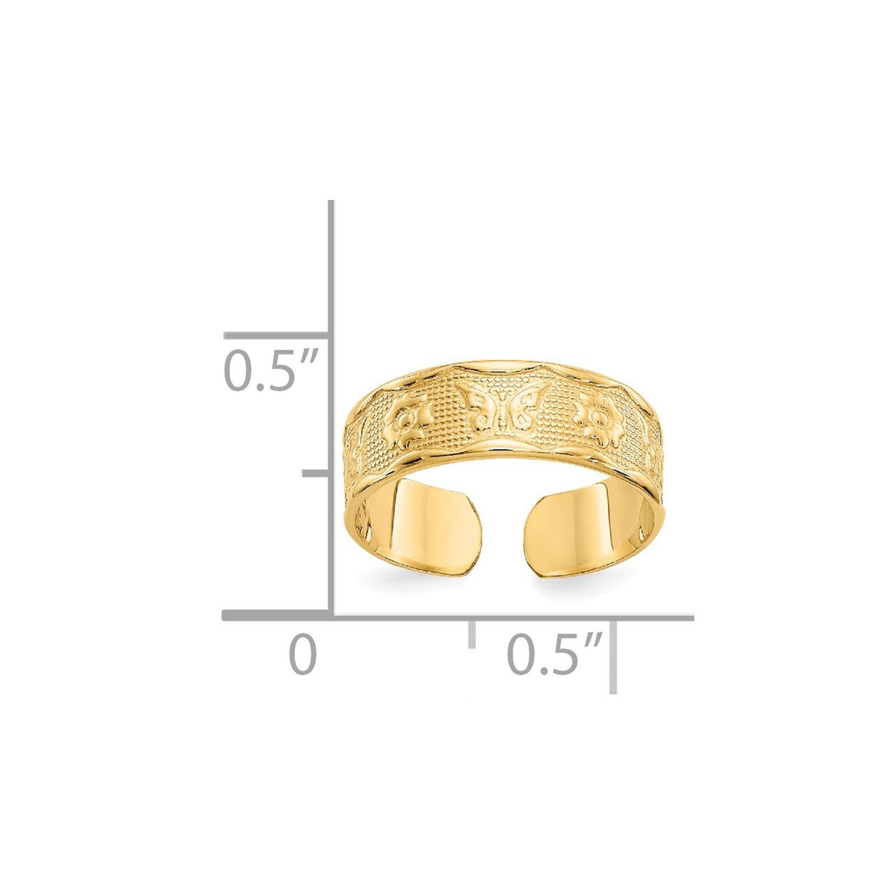 14k Flower and Butterfly Toe Ring-2