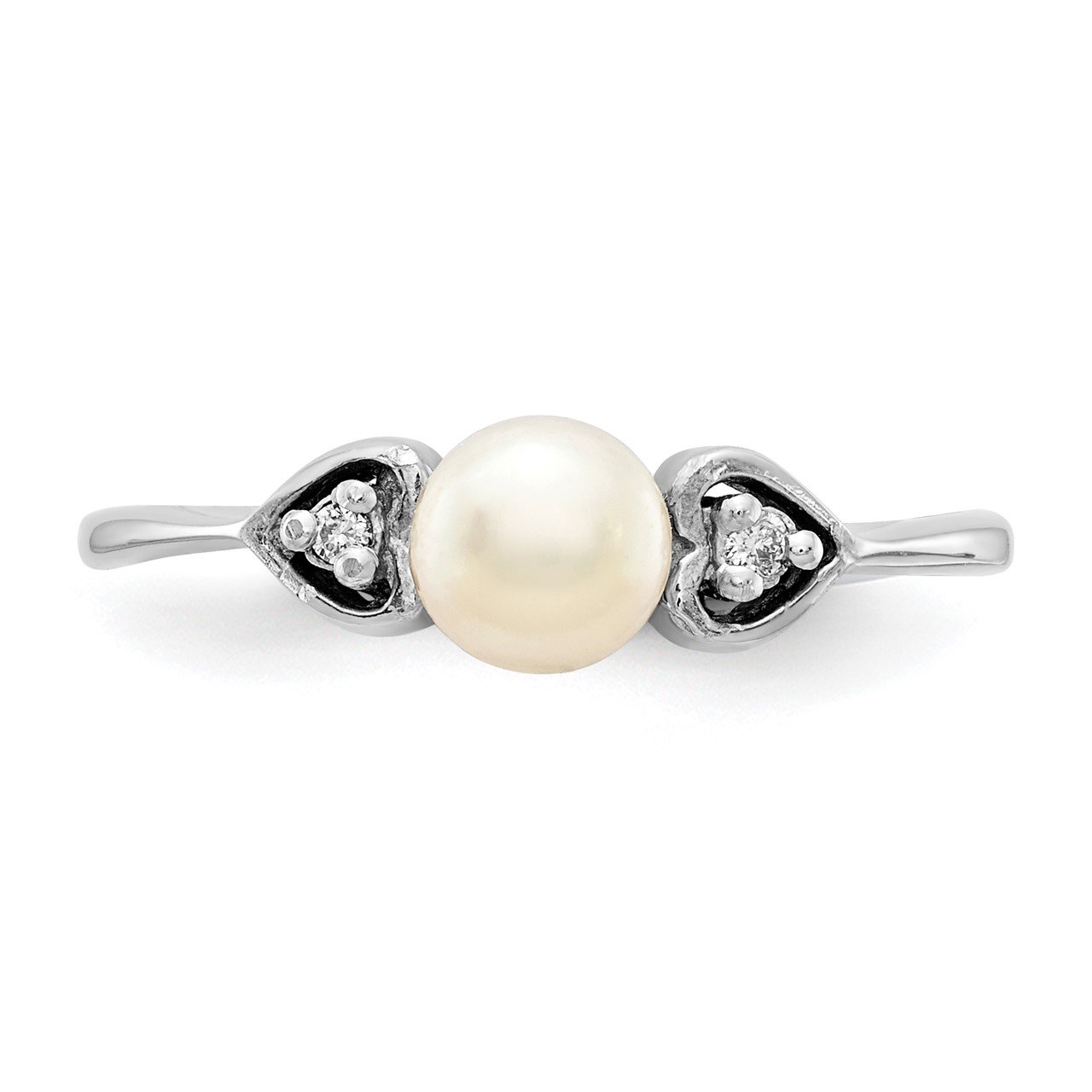 14k White Gold 4.5mm FW Cultured Pearl AA Diamond ring-3