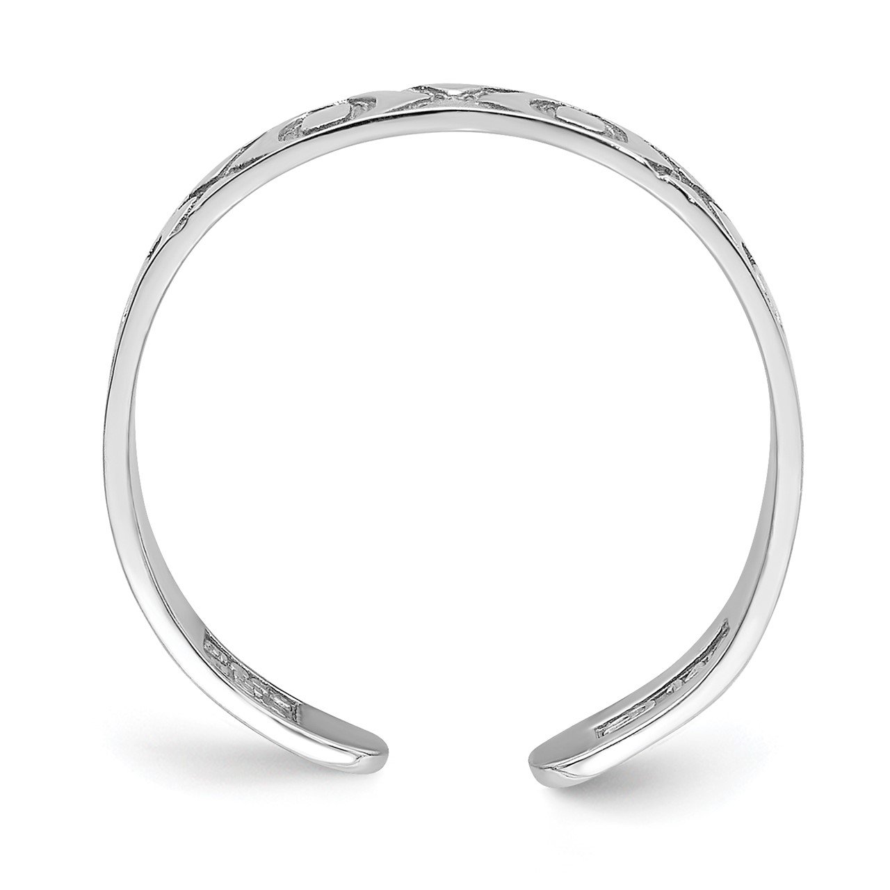 14K White Gold X and O Pattern Toe Ring-1