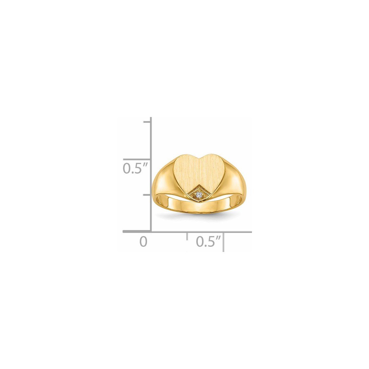 14k .005ct. Diamond Closed Back 9.0x9.0mm Heart Signet Ring-4