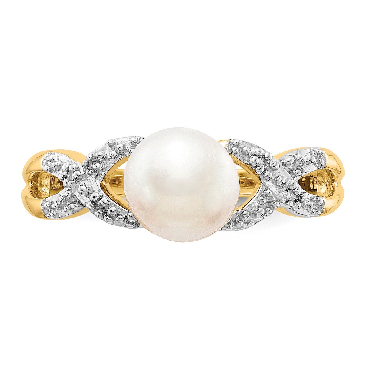 14k Diamond and FW Cultured Pearl Ring-4