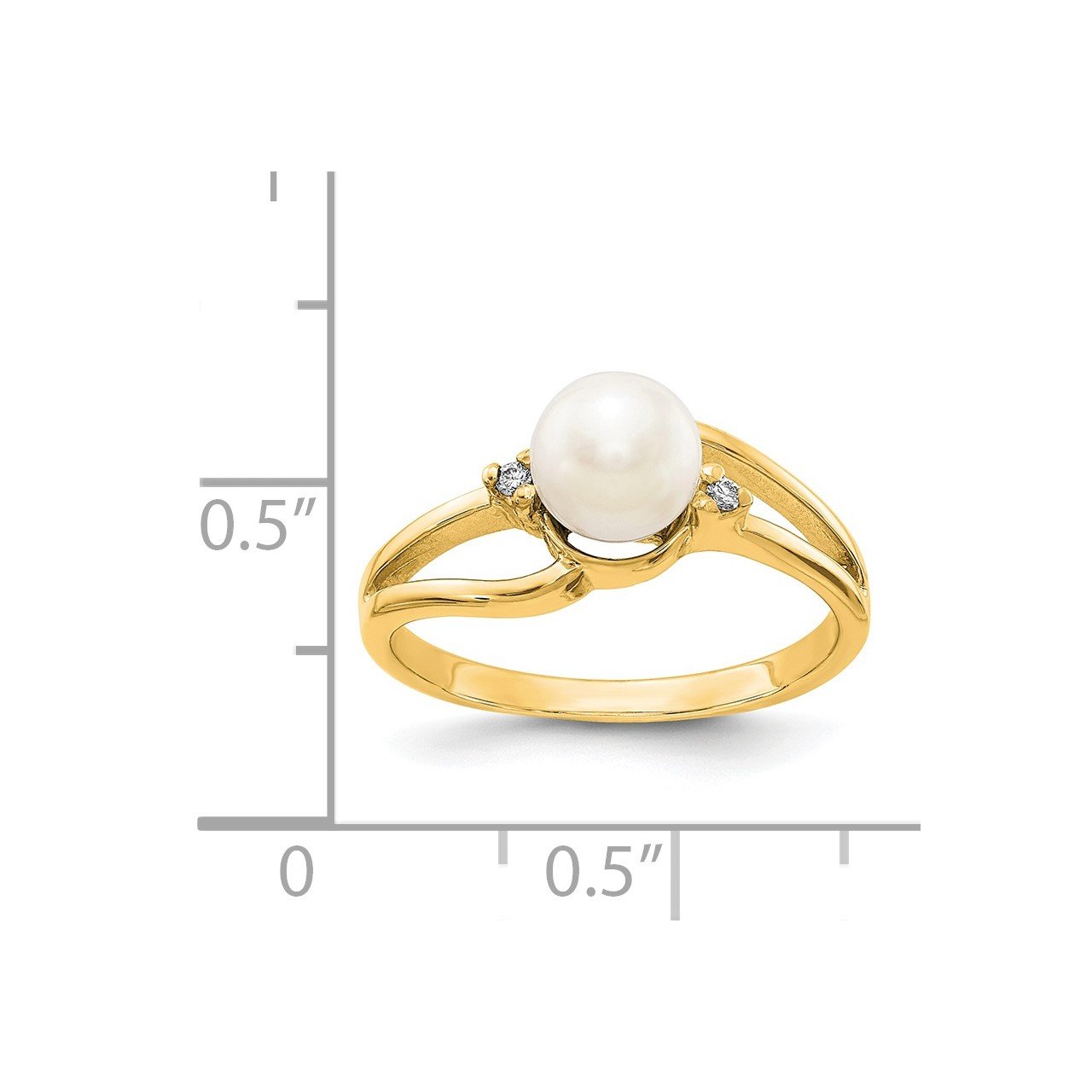 14k 6mm FW Cultured Pearl VS Diamond ring-1