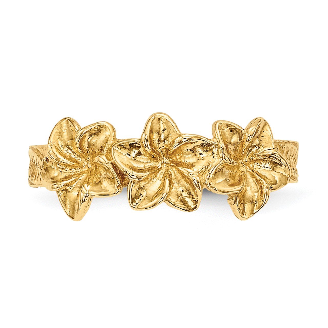 14k Polished Flowers Toe Ring-2