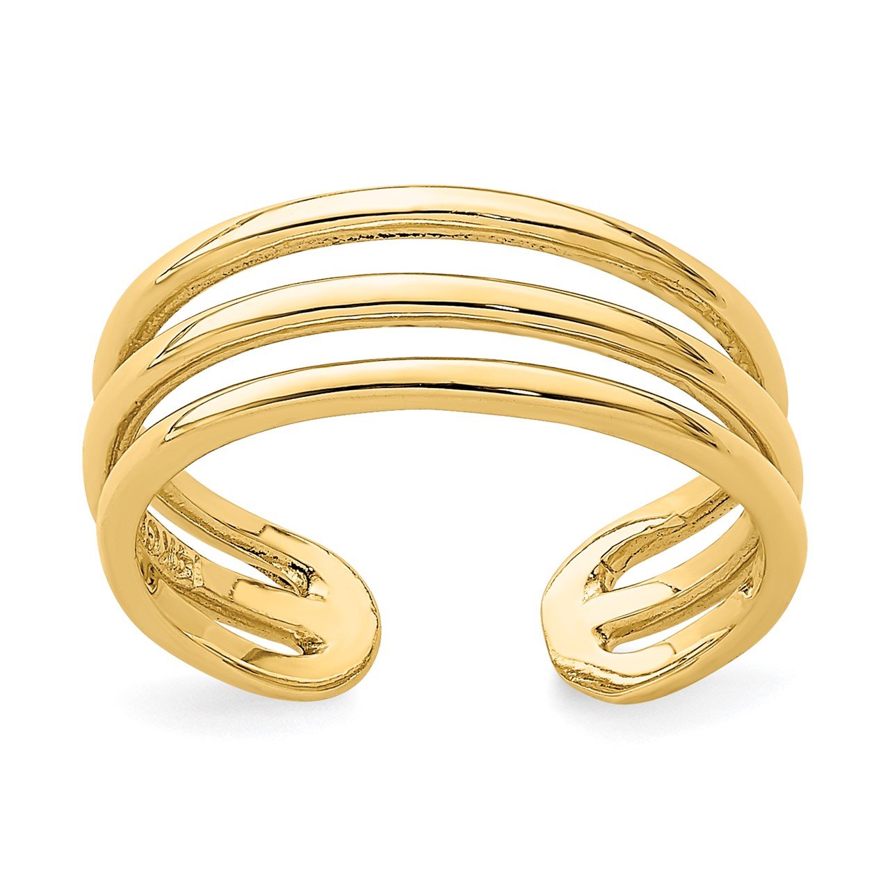 14K Polished 3 Row Toe Ring | The Gold Store
