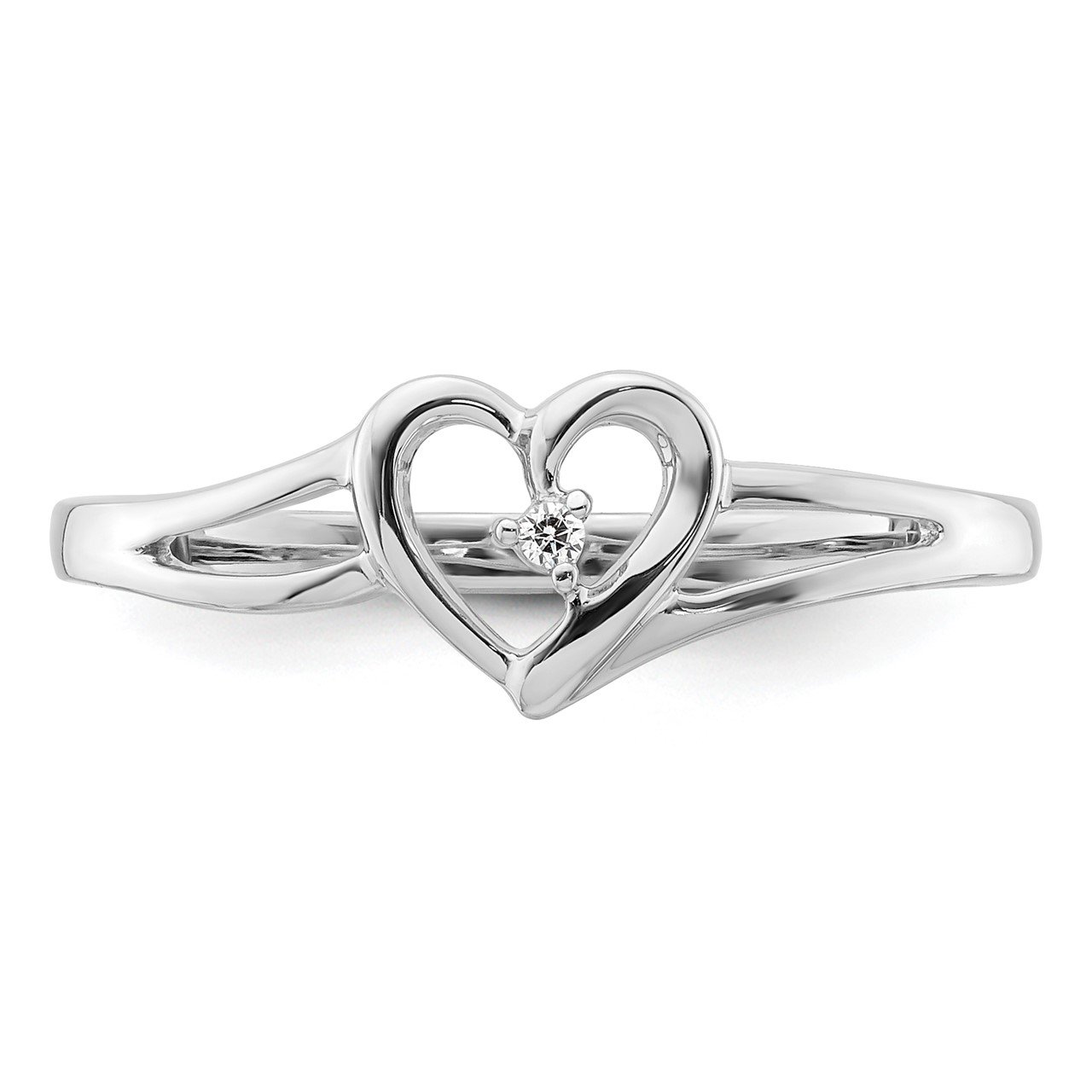 14k White Heart Complete Diamond Promise Ring-4
