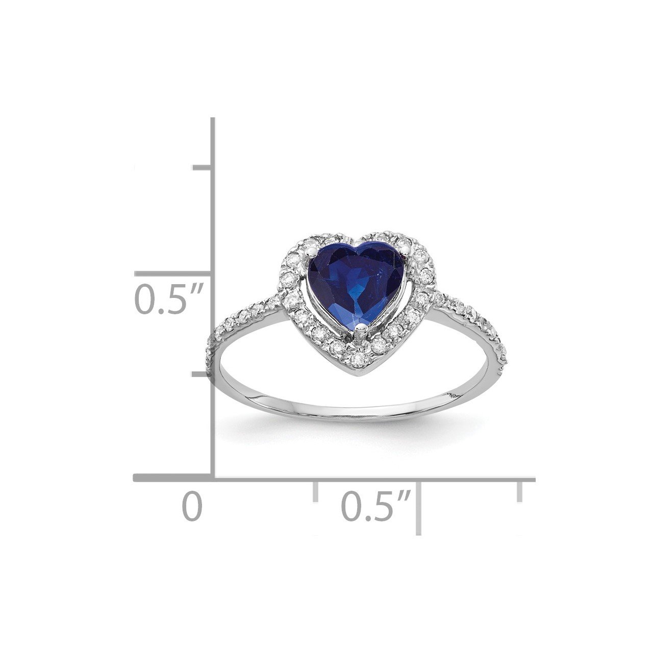 14k White Gold 6mm Heart Sapphire AAA Diamond ring-1