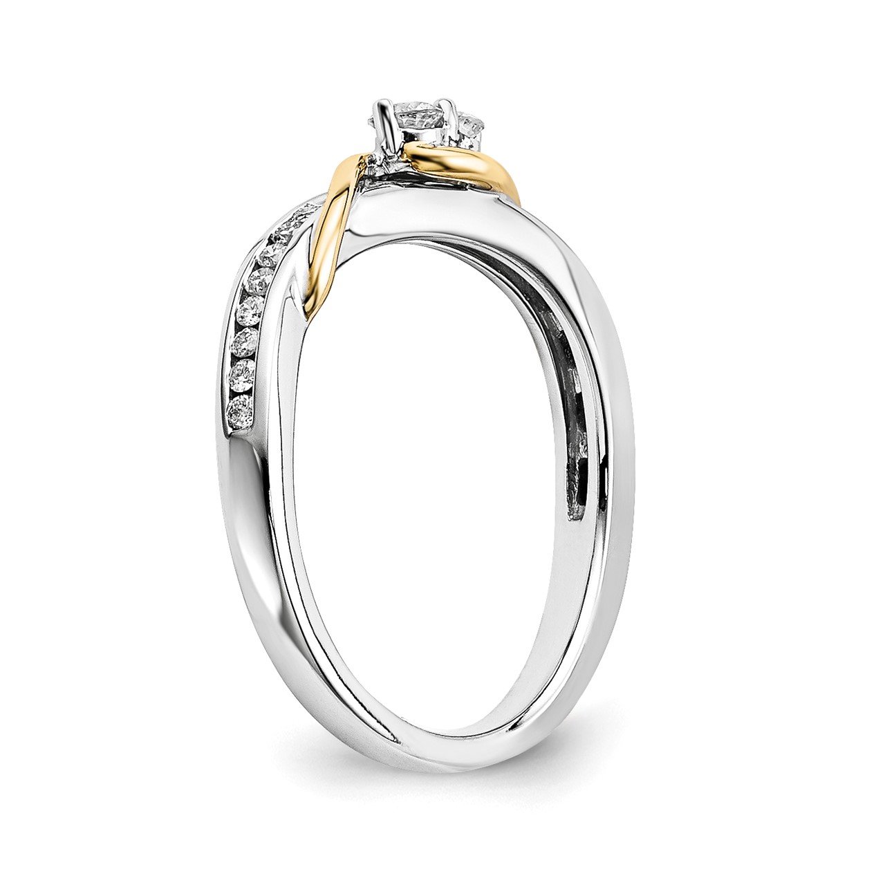 14k White and Yellow Gold Diamond Ring-5