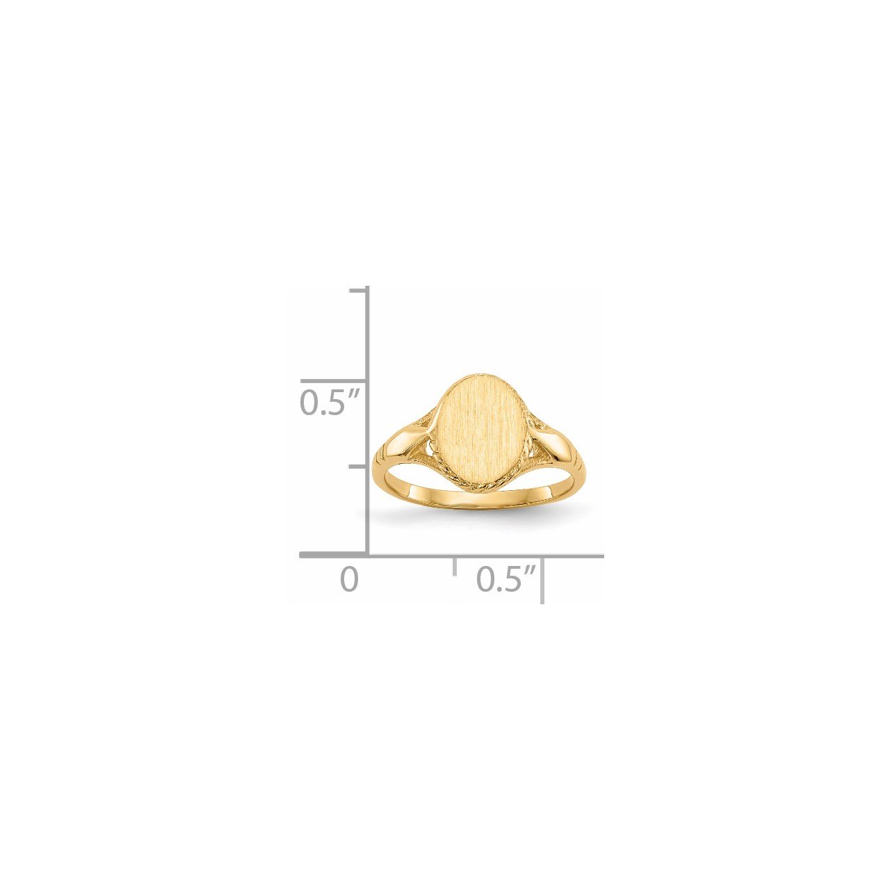 14k 8.5x6.5mm Open Back Child's Signet Ring-4