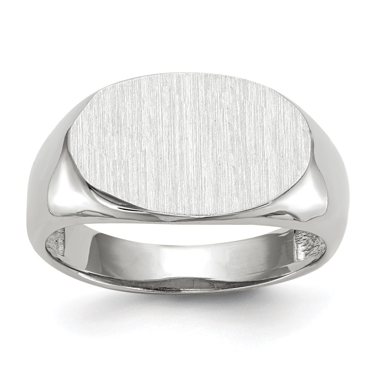 14k White Gold 9.5x15.0mm Open Back Signet Ring