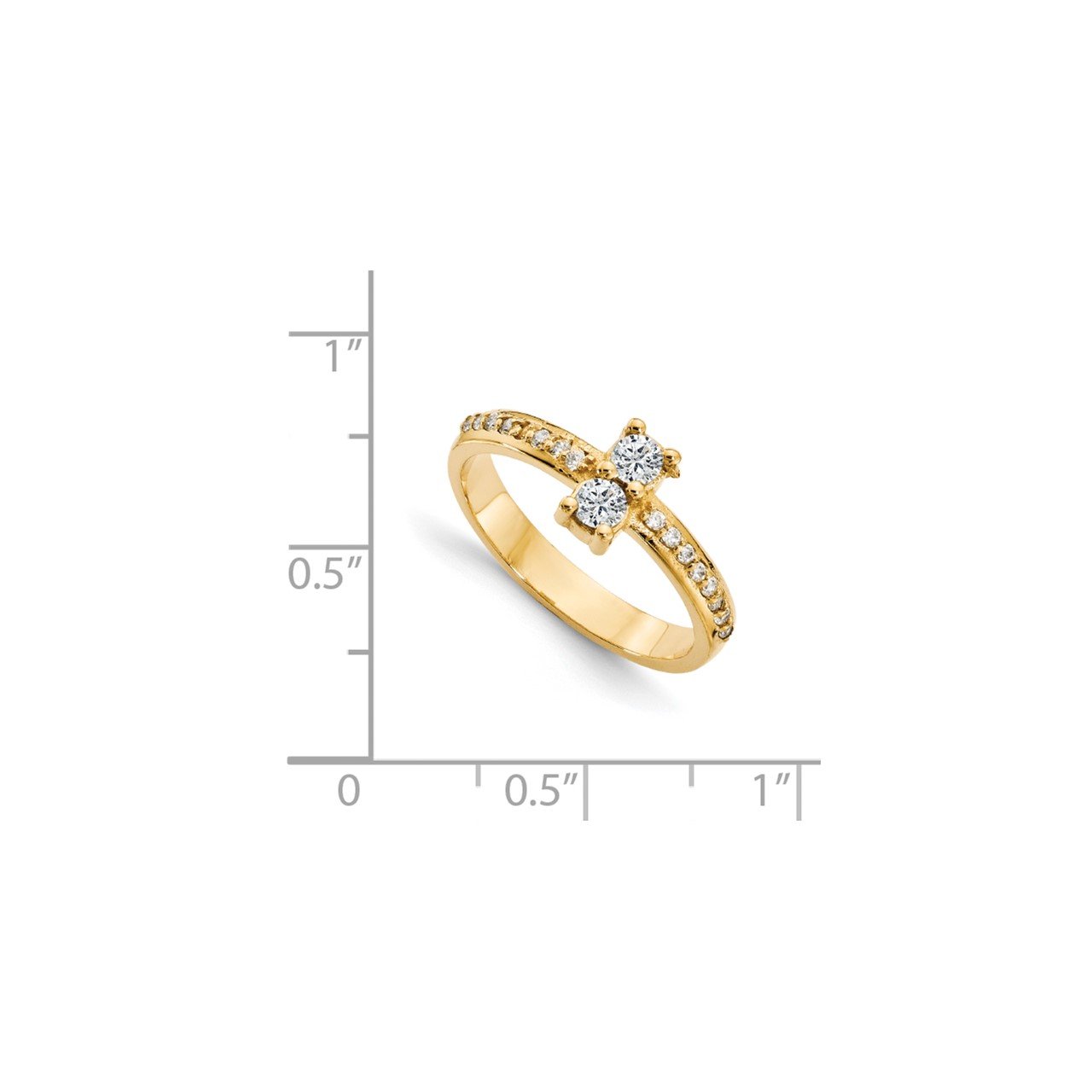 14ky AAA Diamond 2-stone Ring Semi-Mount - 4.8 mm center stones-6