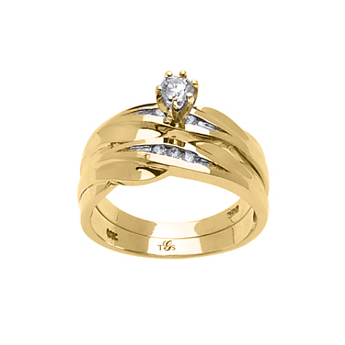 14k Yellow / White / Rose Gold Channel Set Natural Diamond Wedding Set (Center Stone Not Included)