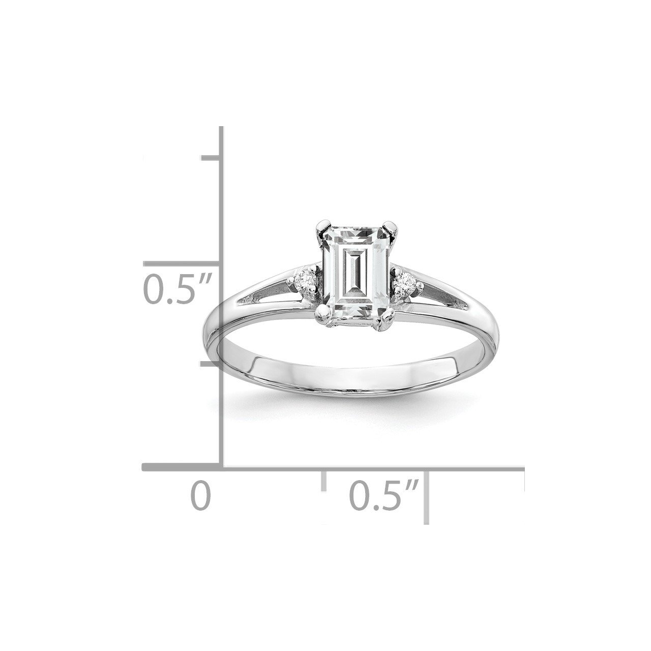 14k White Gold 6x4mm Emerald Cut Cubic Zirconia VS Diamond ring-1