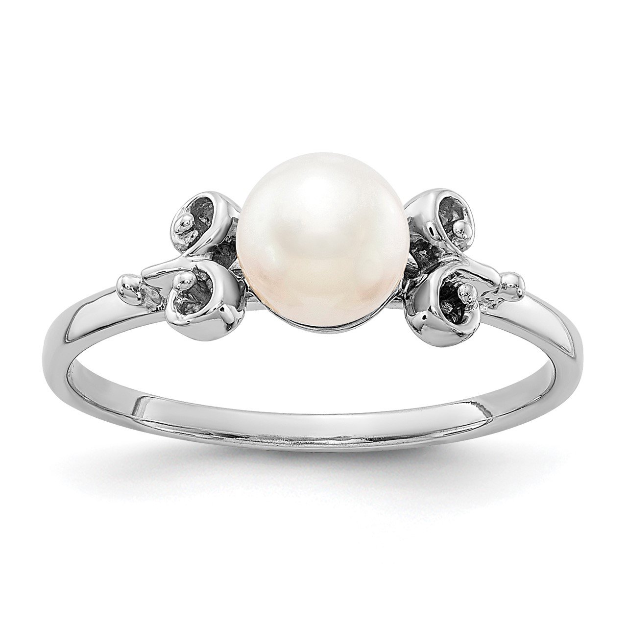 14k White Gold 5.5mm FW Cultured Pearl ring
