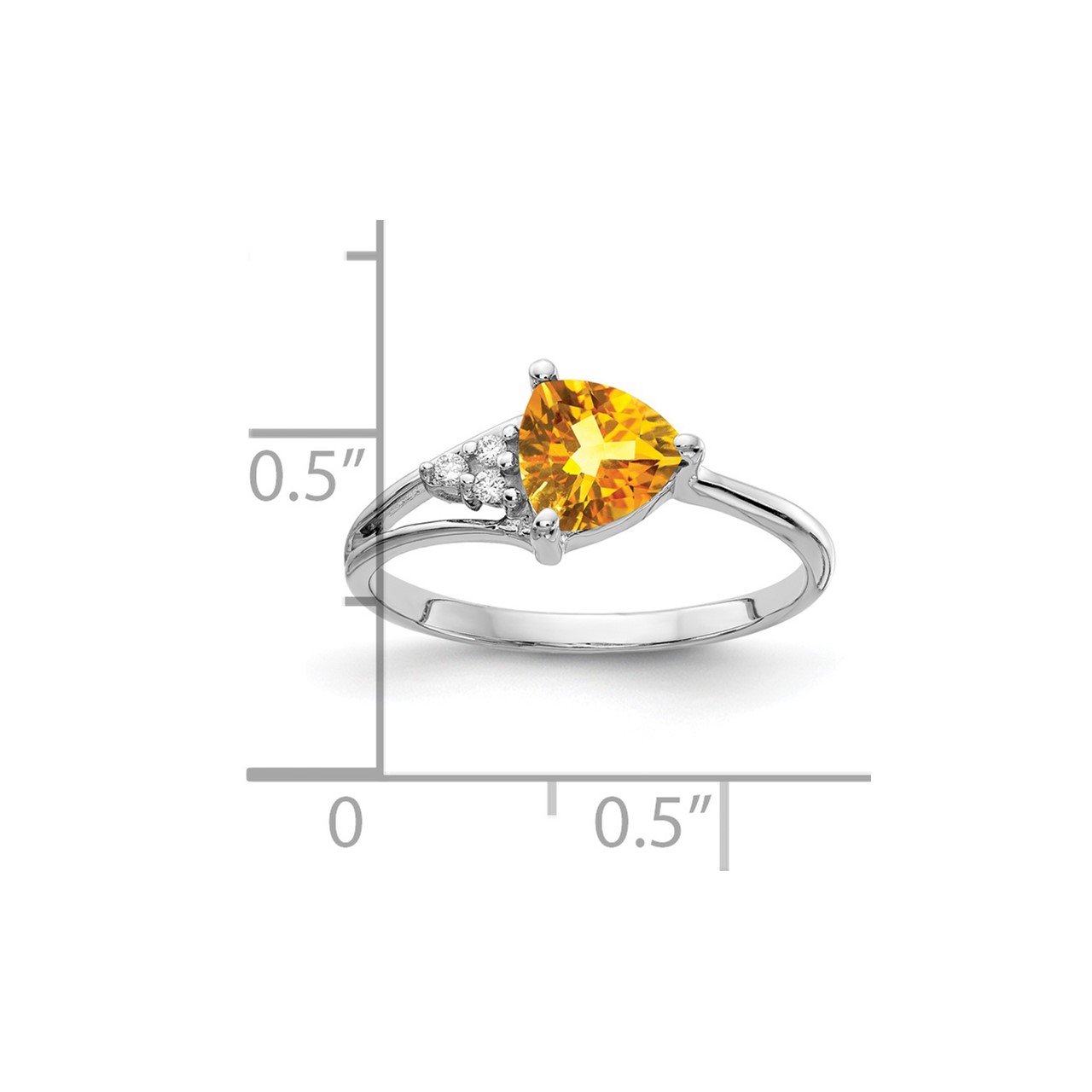 14k White Gold 6mm Citrine A Diamond ring-1