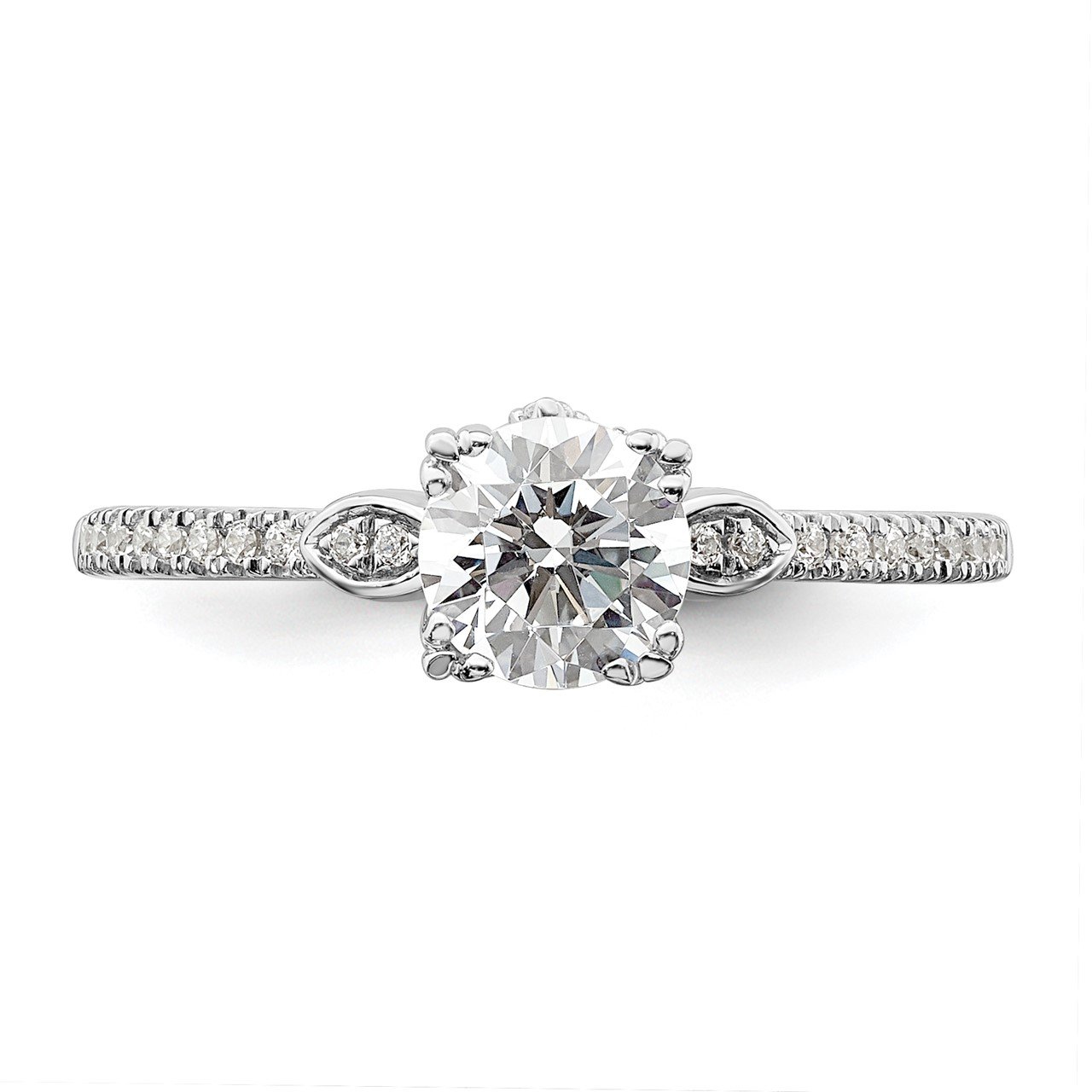 14k White Polish 3/4ct Round Semi-Mount Engagement Dia Ring-3