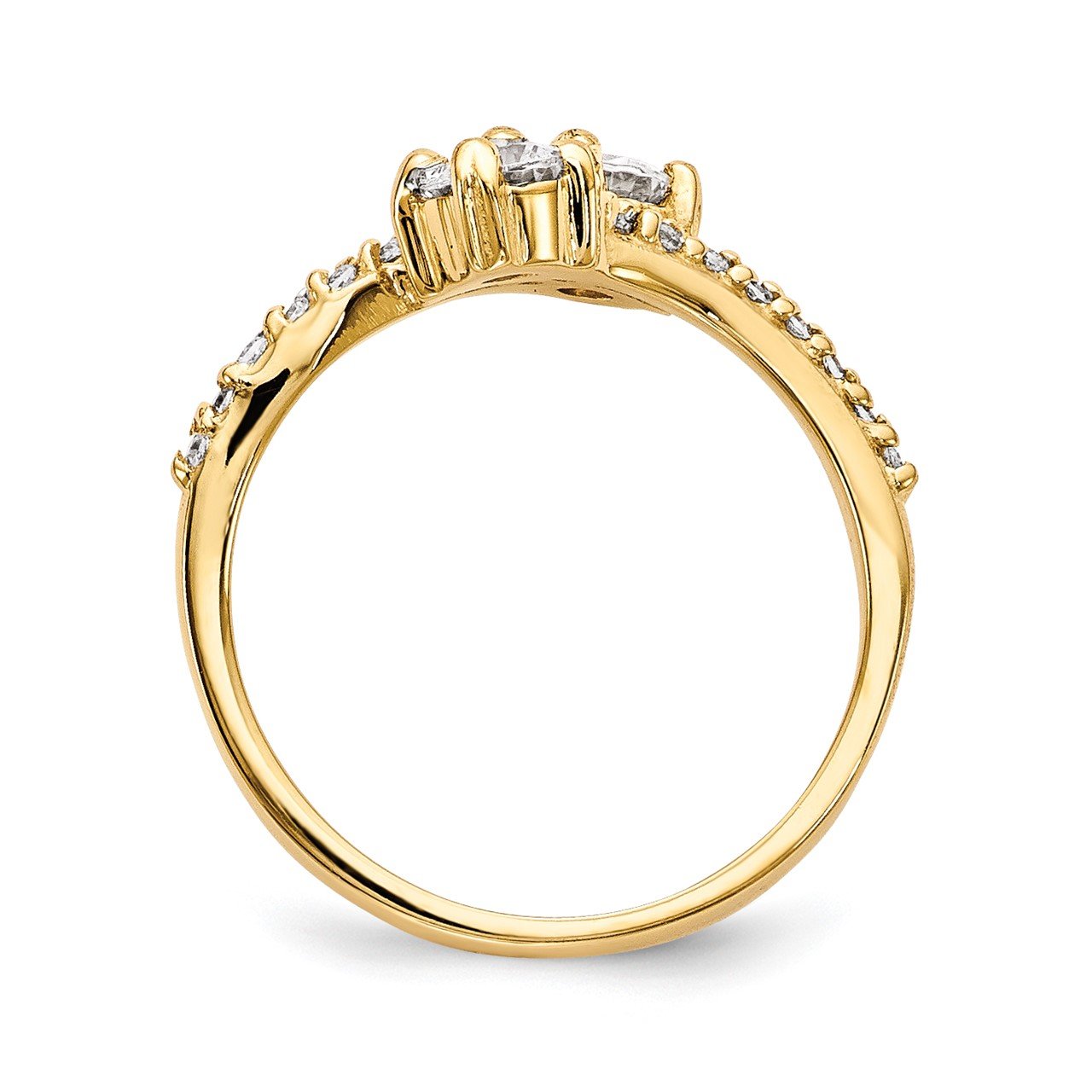 14KY AAA Diamond 2-stone Ring Semi-Mount - 3.1 mm center stones-2