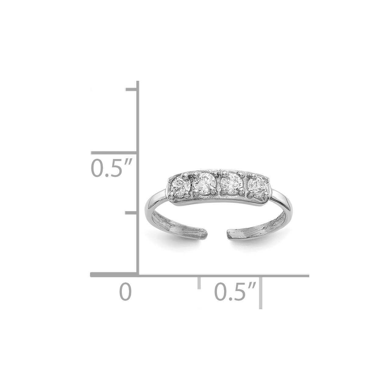 14k White Gold CZ Toe Ring-4