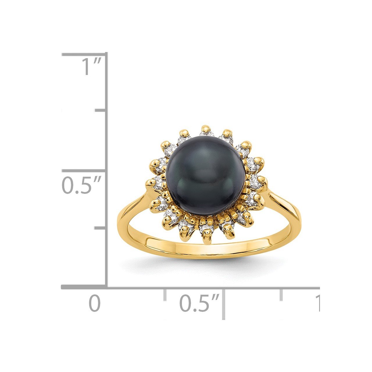 14k 7.5mm Black FW Cultured Pearl A Diamond ring-1