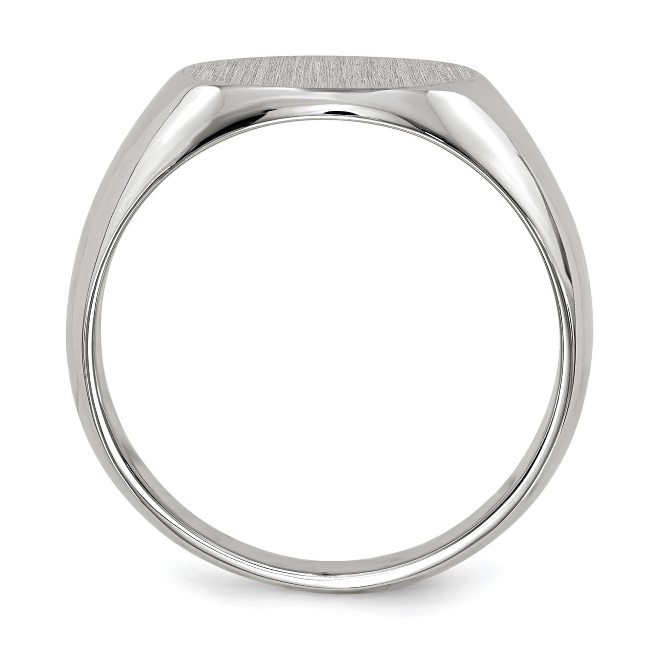14k White Gold 12.5x13.5mm Closed Back Men's Signet Ring-1