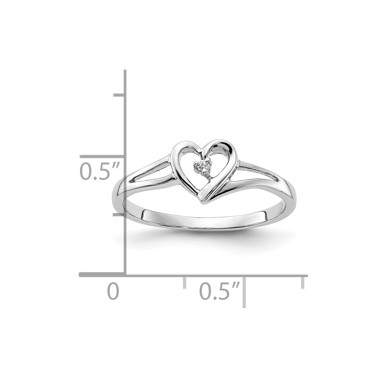 14k White Heart Complete Diamond Promise Ring-3
