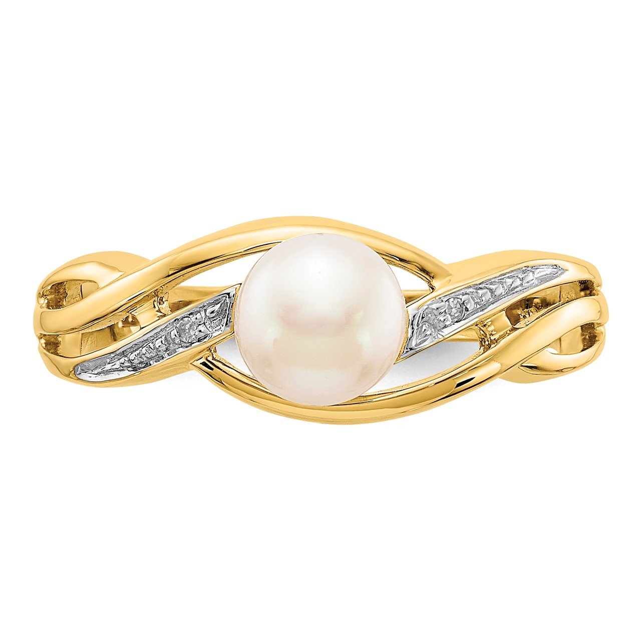 14k Diamond and FW Cultured Pearl Ring-4