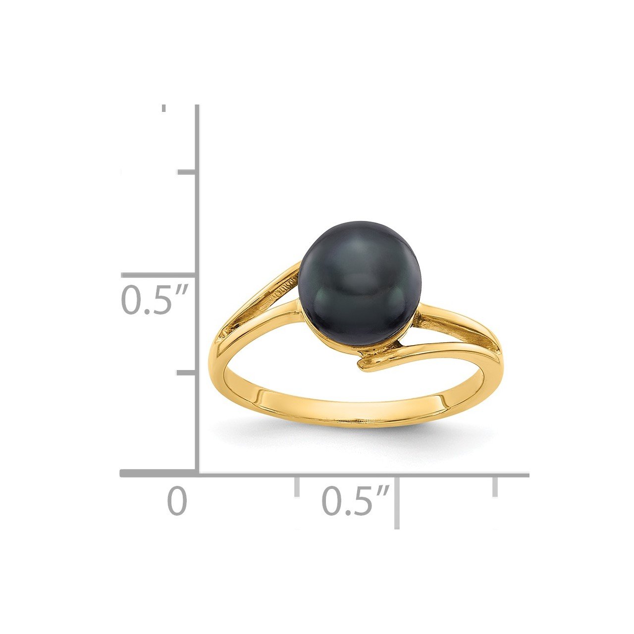 14k 7.5mm Black FW Cultured Pearl ring-1