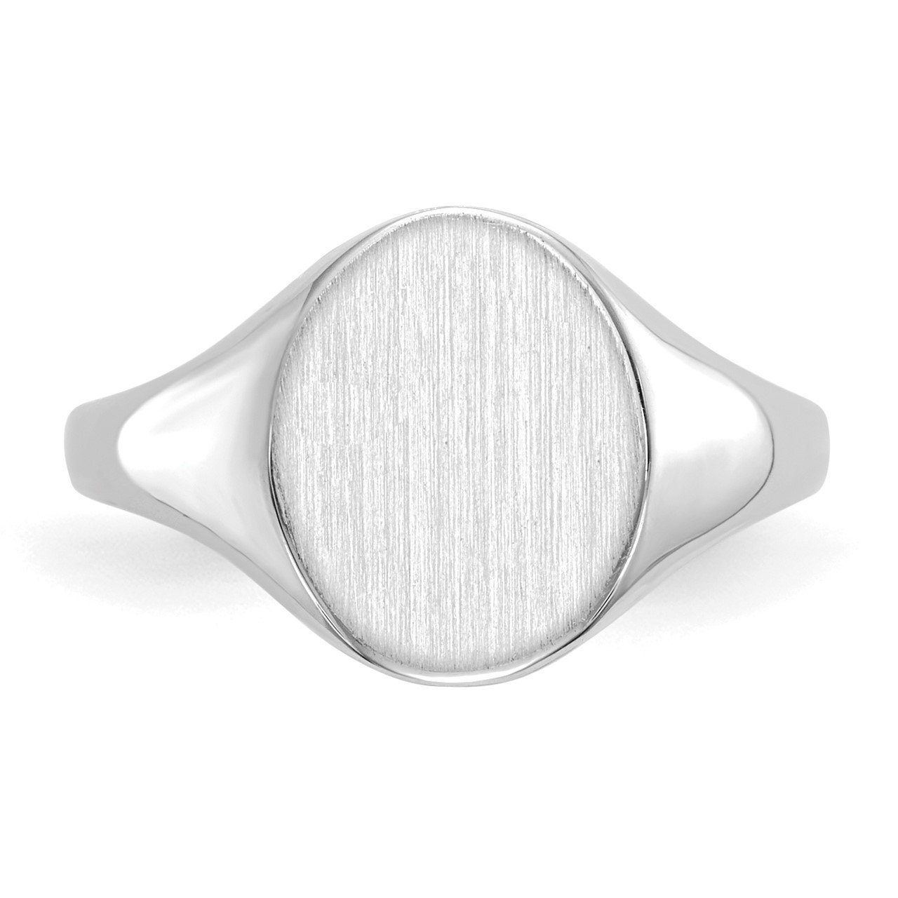 14k White Gold 10.0x9.0mm Closed Back Signet Ring-4