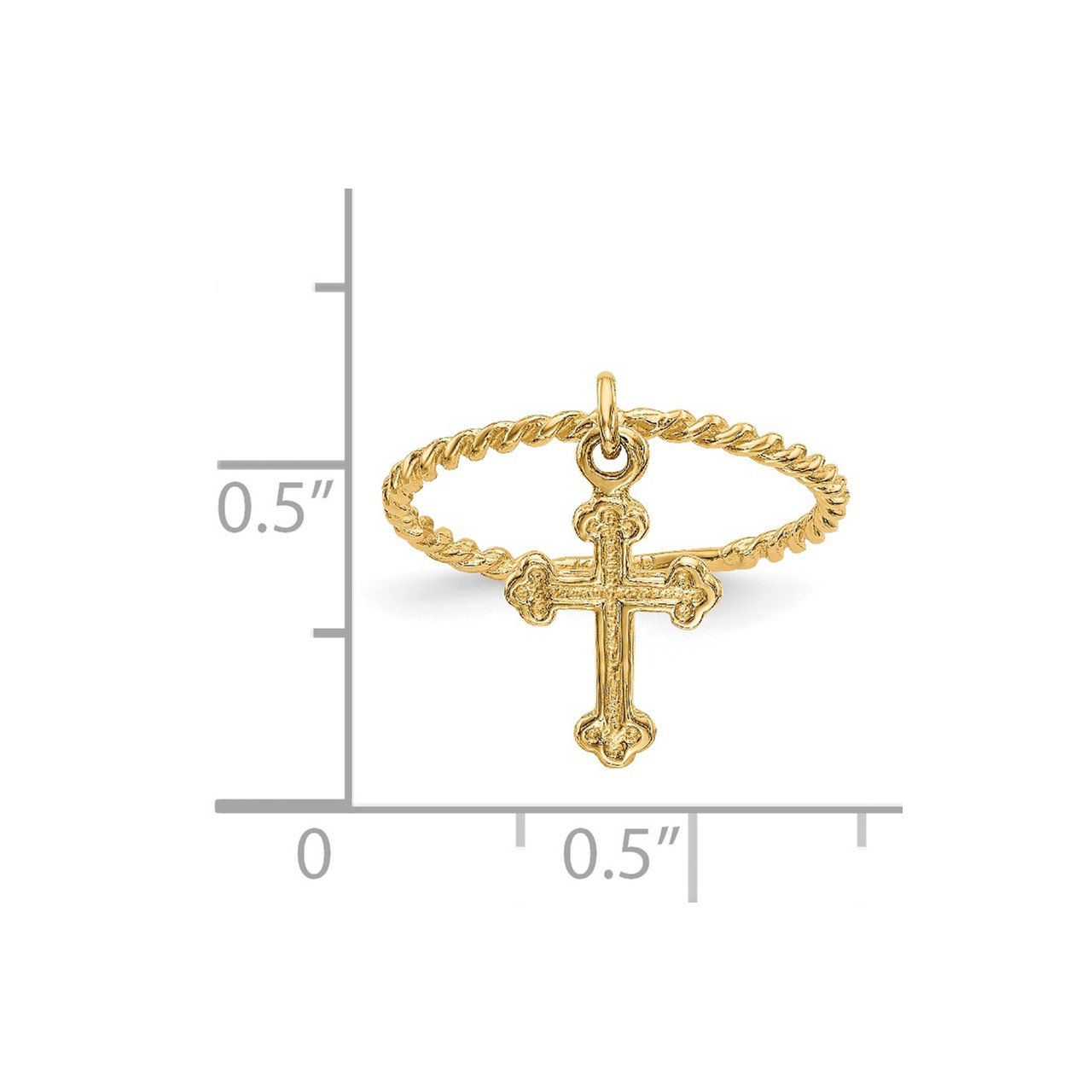 14k Cross Dangle Twisted Band Child's Ring-2