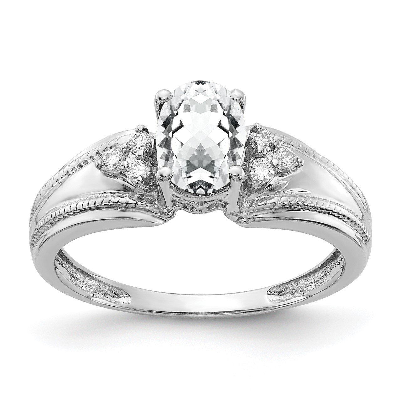 14k White Gold 7x5mm Oval Cubic Zirconia VS Diamond ring