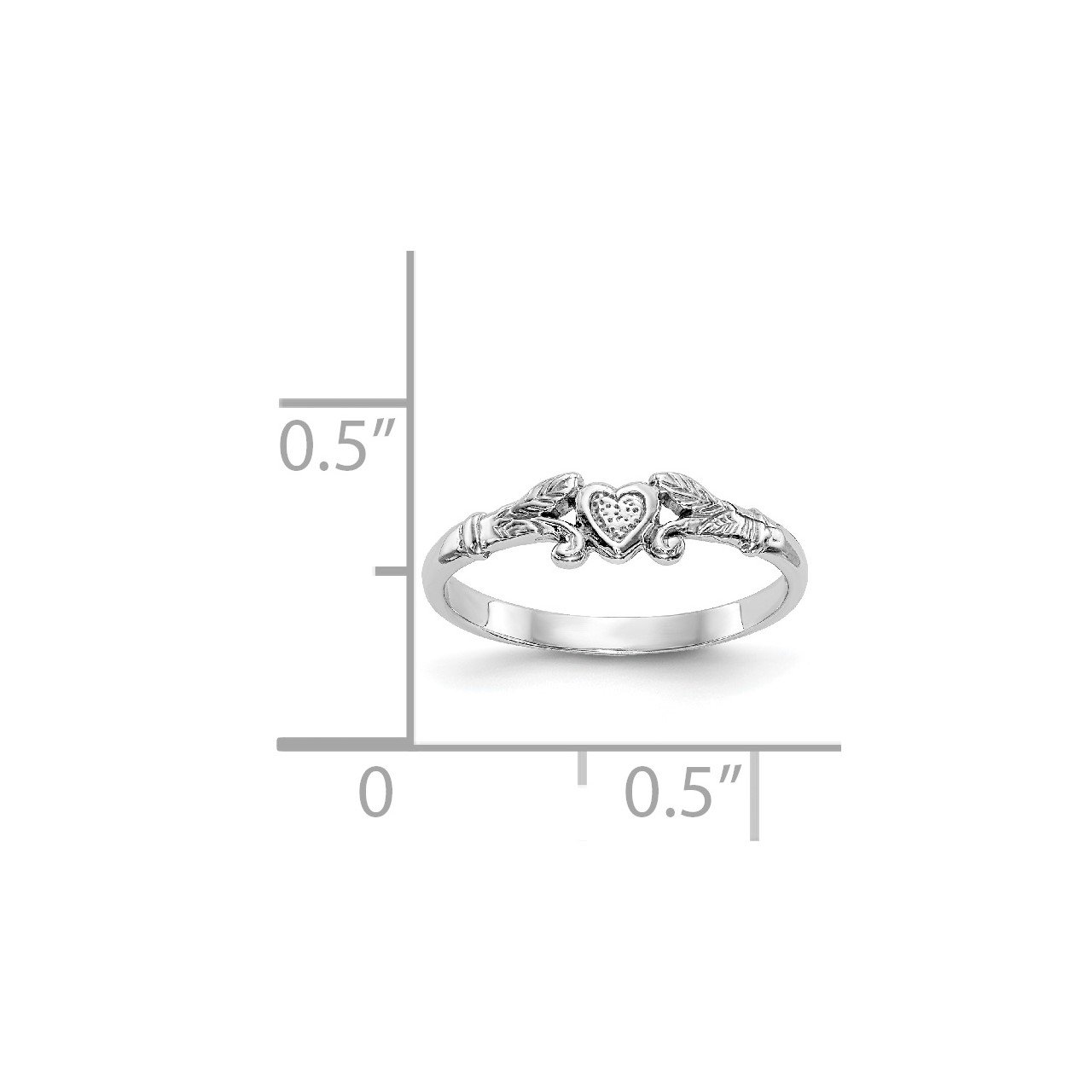 14K White Gold Textured Mini Heart Baby Ring-2