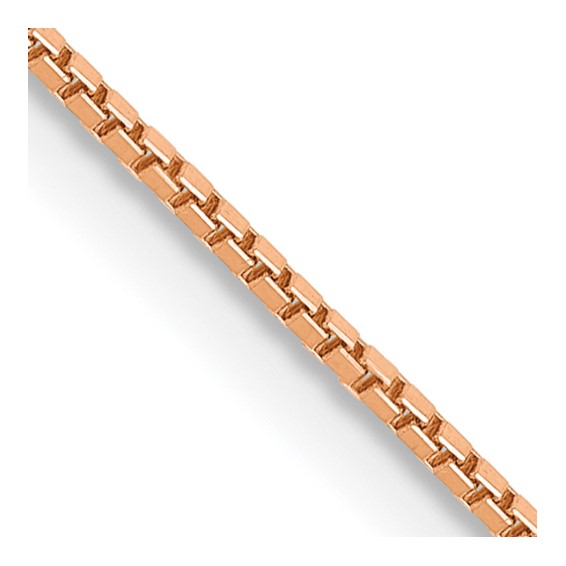 14K Rose Gold 20 inch .9mm Box Link with Lobster Clasp Chain