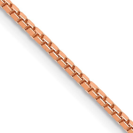 14K Rose Gold 18 inch 1.3mm Box Link with Lobster Clasp Chain