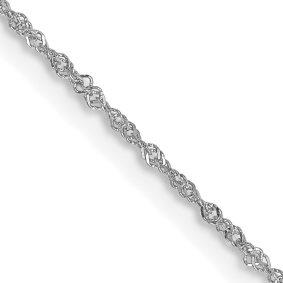 14K White Gold 22 inch 1mm Singapore with Spring Ring Clasp Chain
