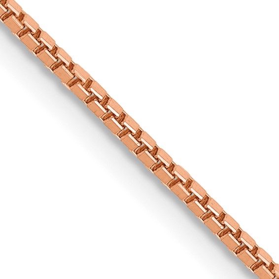 14K Rose Gold 24 inch 1.10mm Box Link with Lobster Clasp Chain